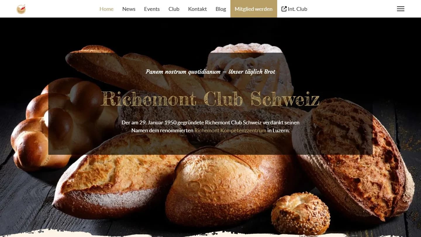 Website des Richemont Club Schweiz